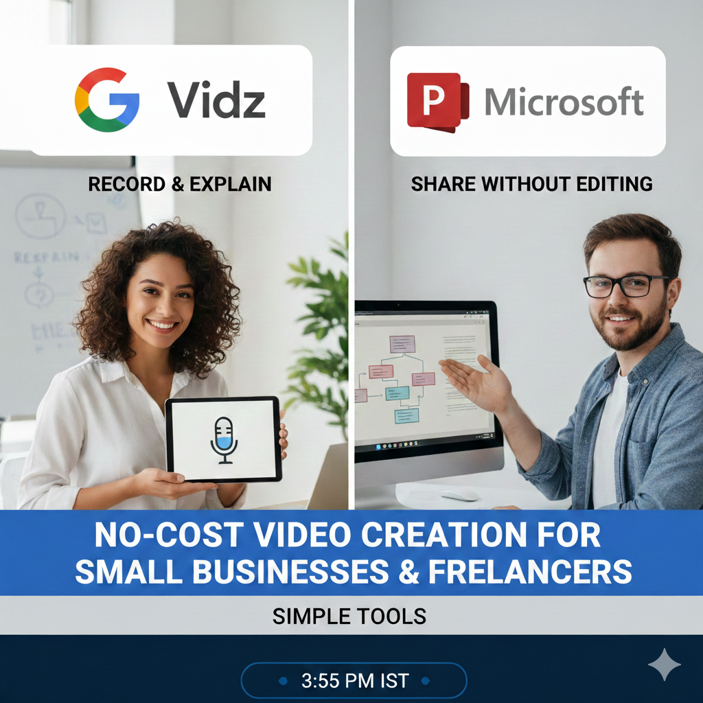 Easy video creation for small business owners and freelancers featuring Google Vids and PowerPoint with Anautomate branding